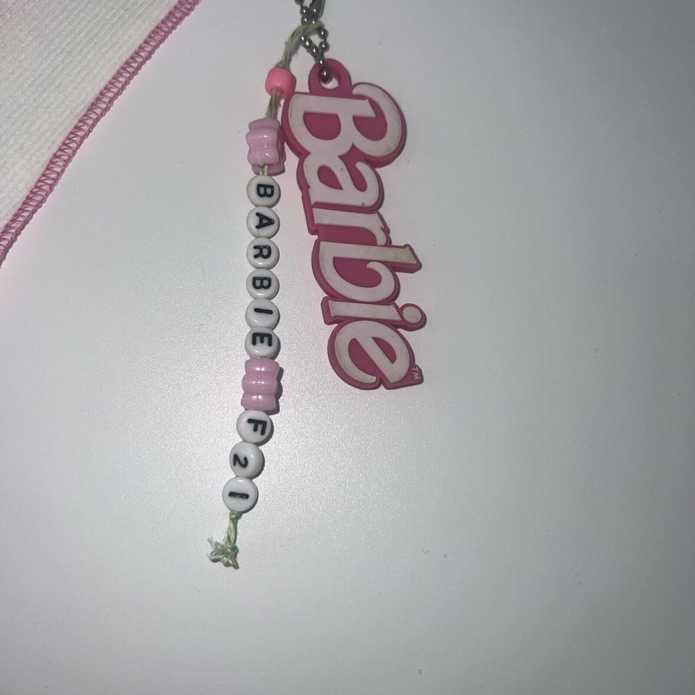 Barbie X Forever 21 White Malibu Print Ribbed Tank Top L With Keycha 80's Party - Picture 2 of 4